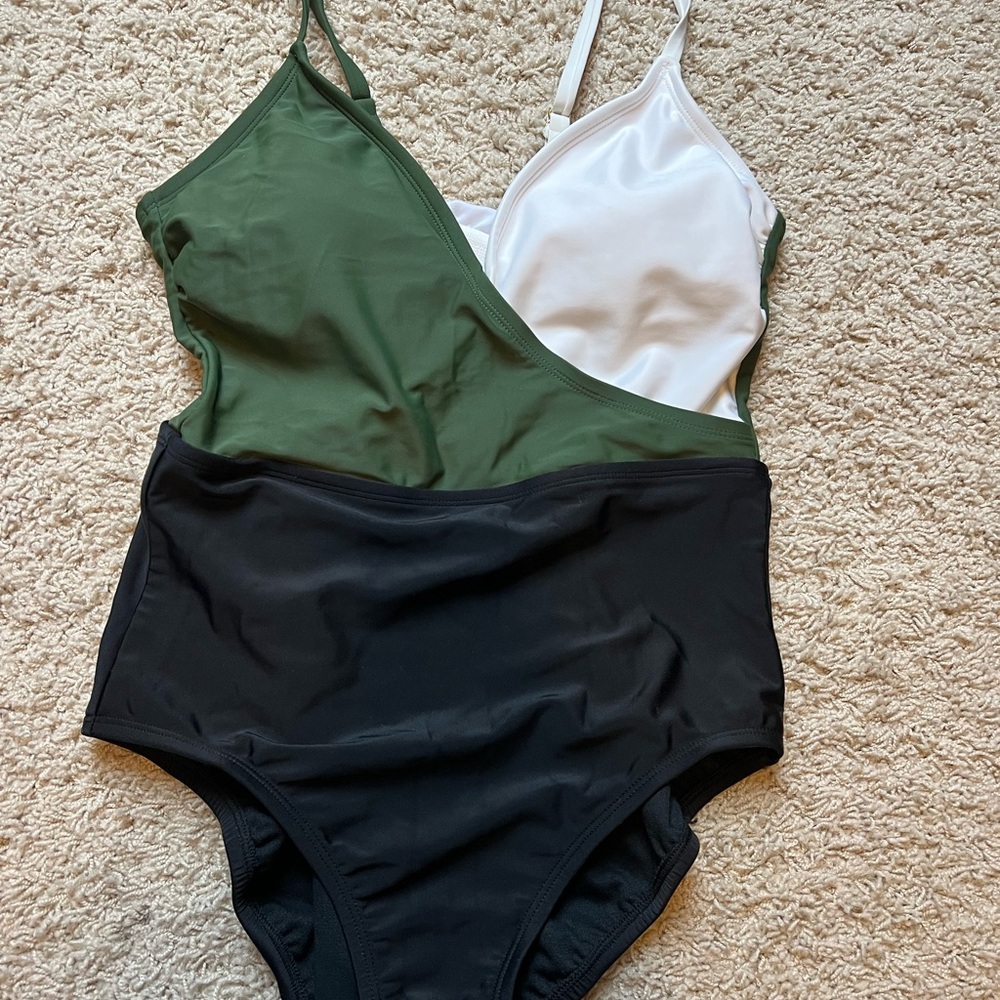Green, White, and Black Swimsuit by
